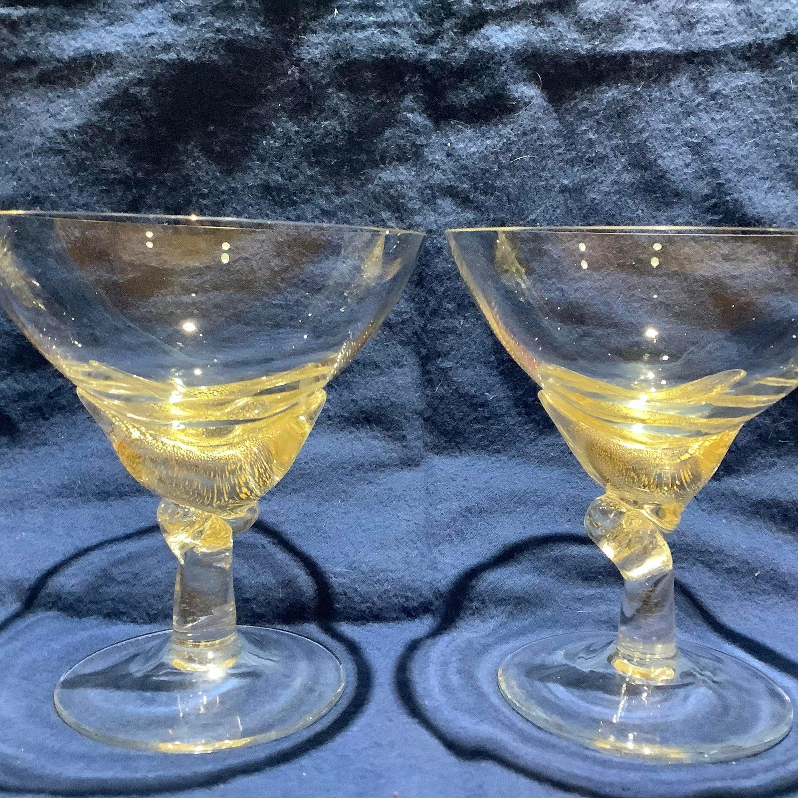 Set of 4 Murano Glass Desert Coupes or Champagne Flutes In Good Condition In Houston, TX