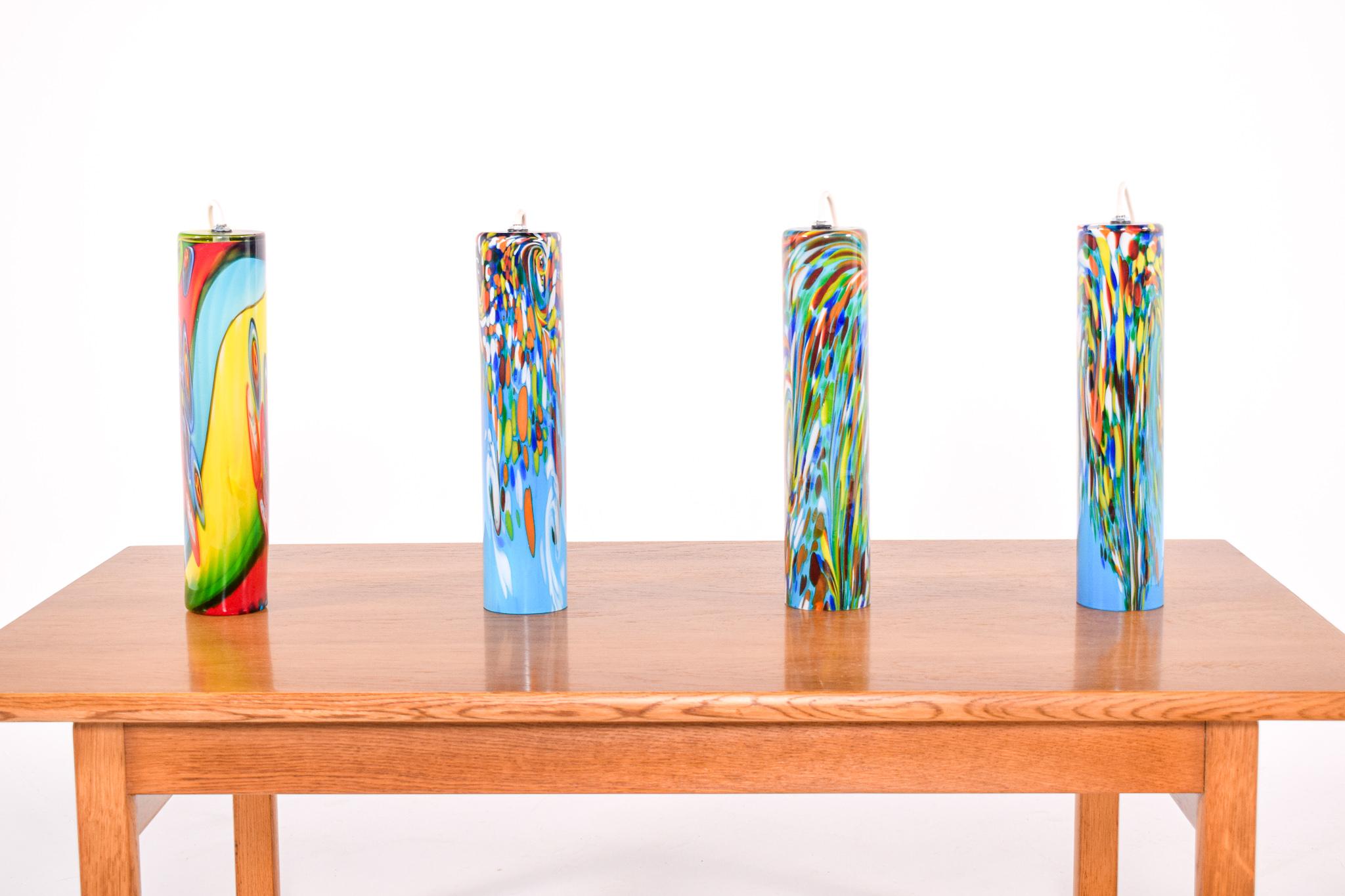 Mid-Century Modern Set of 4 Murano Glass Pendant Light, Italian