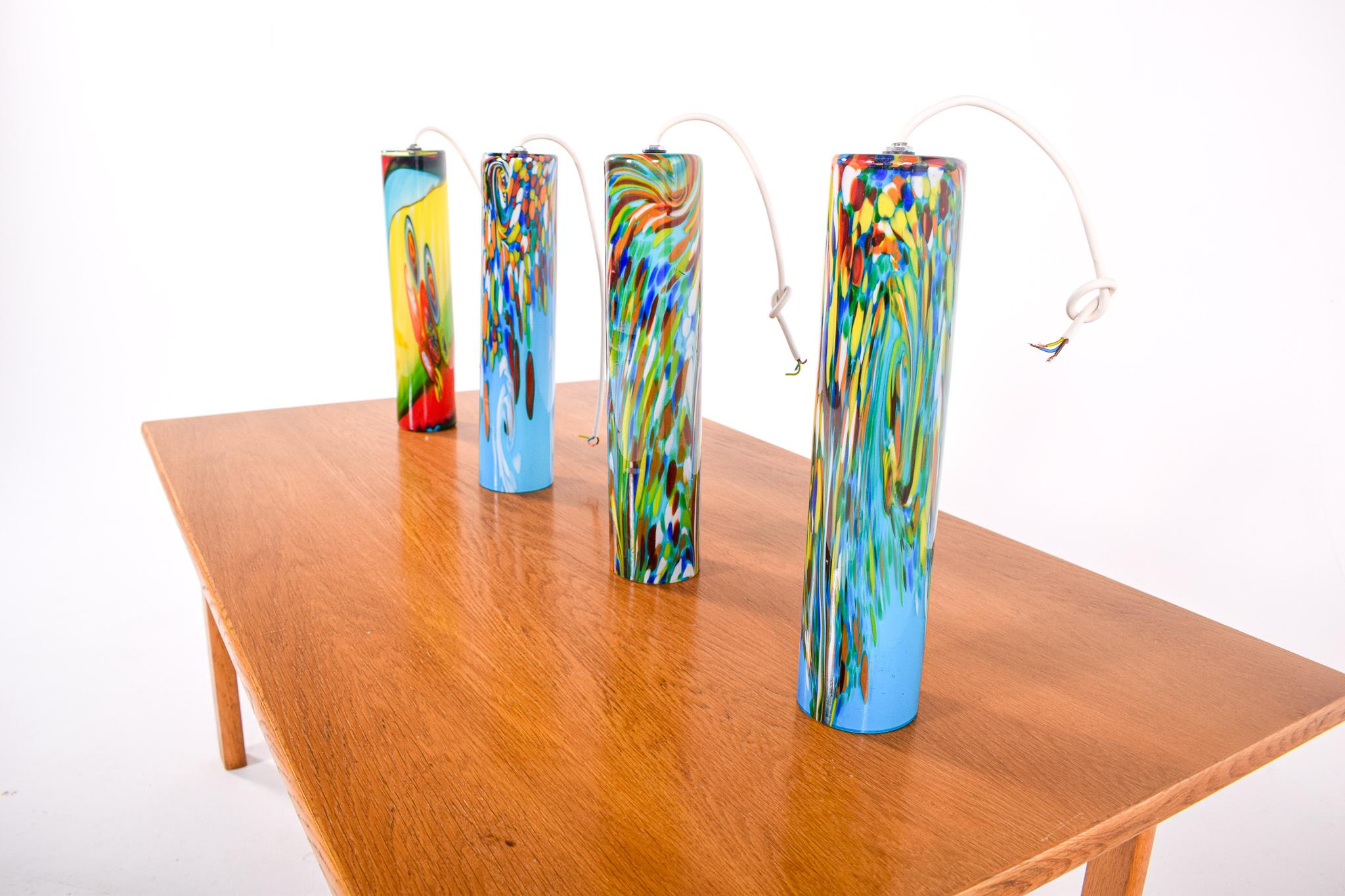 Set of 4 Murano Glass Pendant Light, Italian 1