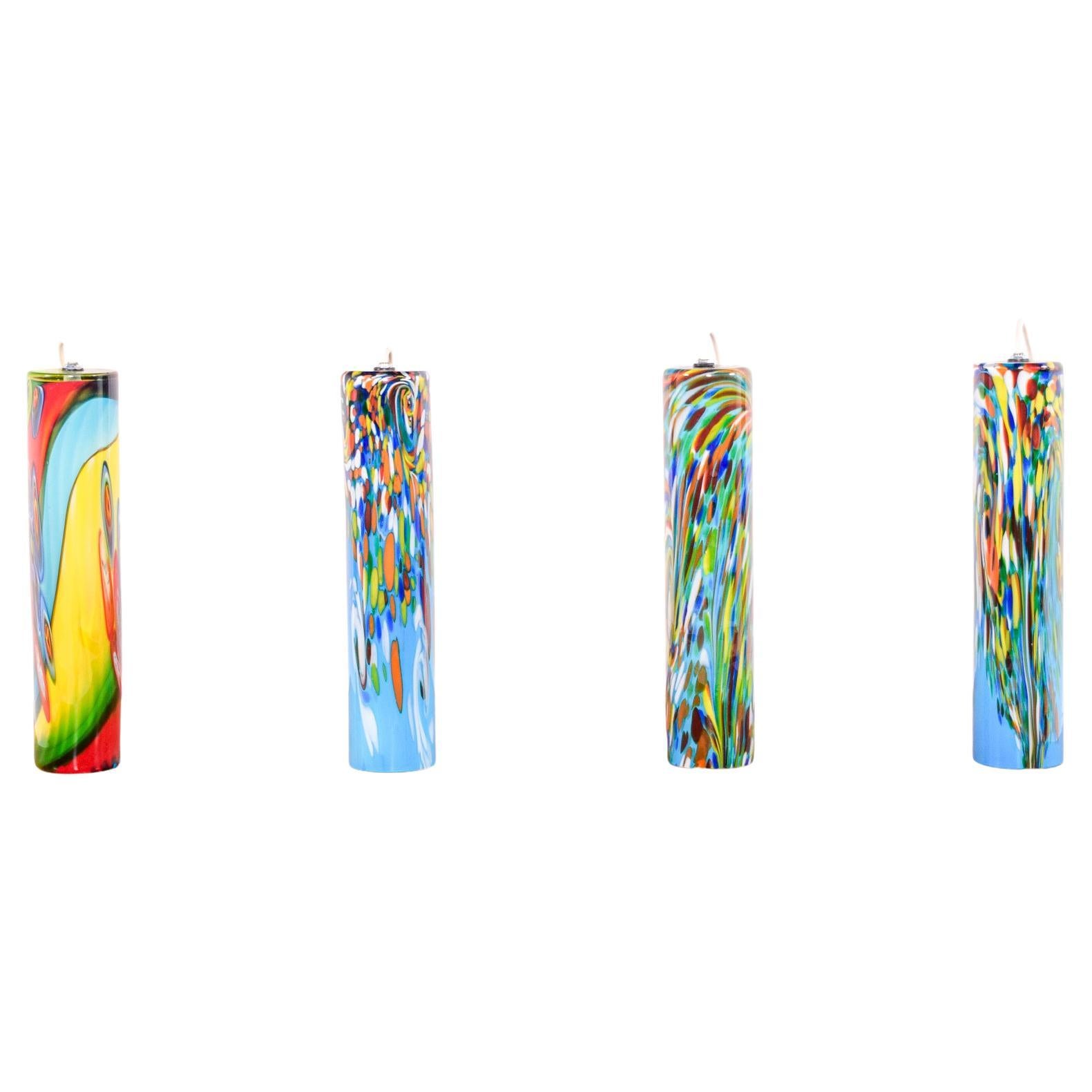 Set of 4 Murano Glass Pendant Light, Italian