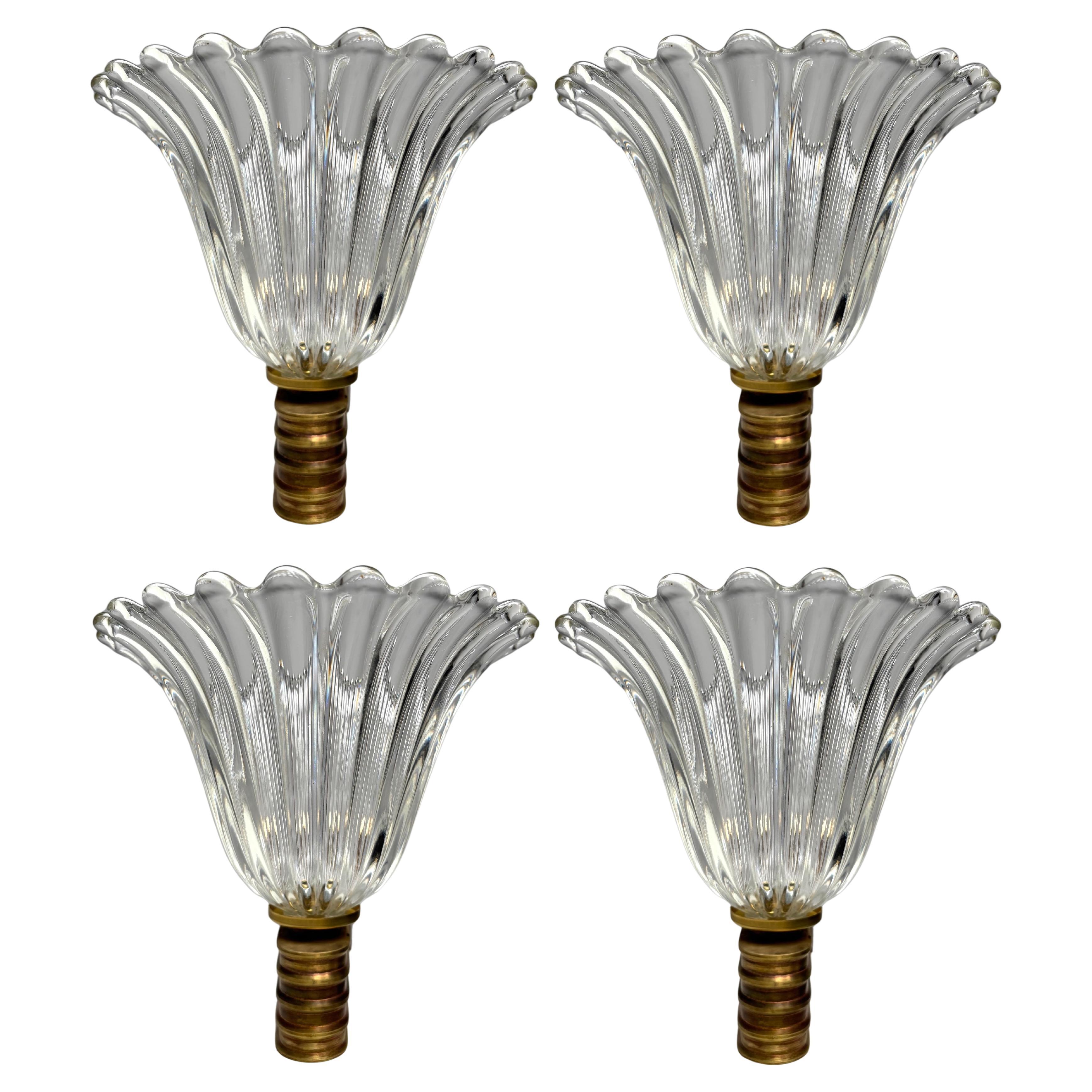 Set of 4 Murano glass wall lamps by Ercole Barovier, Italy, 1940s For Sale