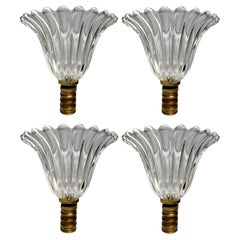 Set of 4 Murano glass wall lamps by Ercole Barovier, Italy, 1940s