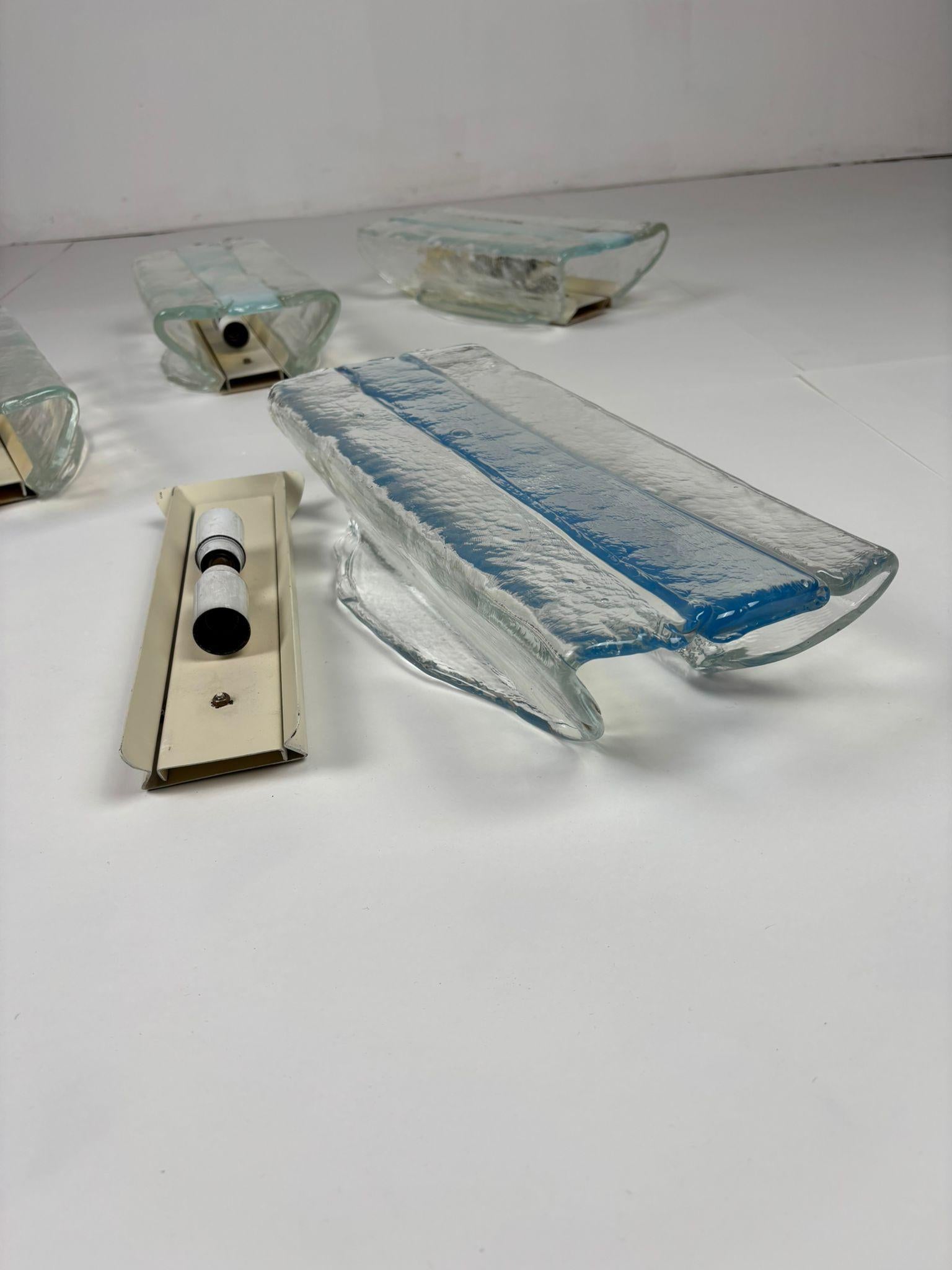 Set of 4 Murano Glass Wall Lamps – Designer Carlo Nason for Mazzega (1970) im Angebot 8