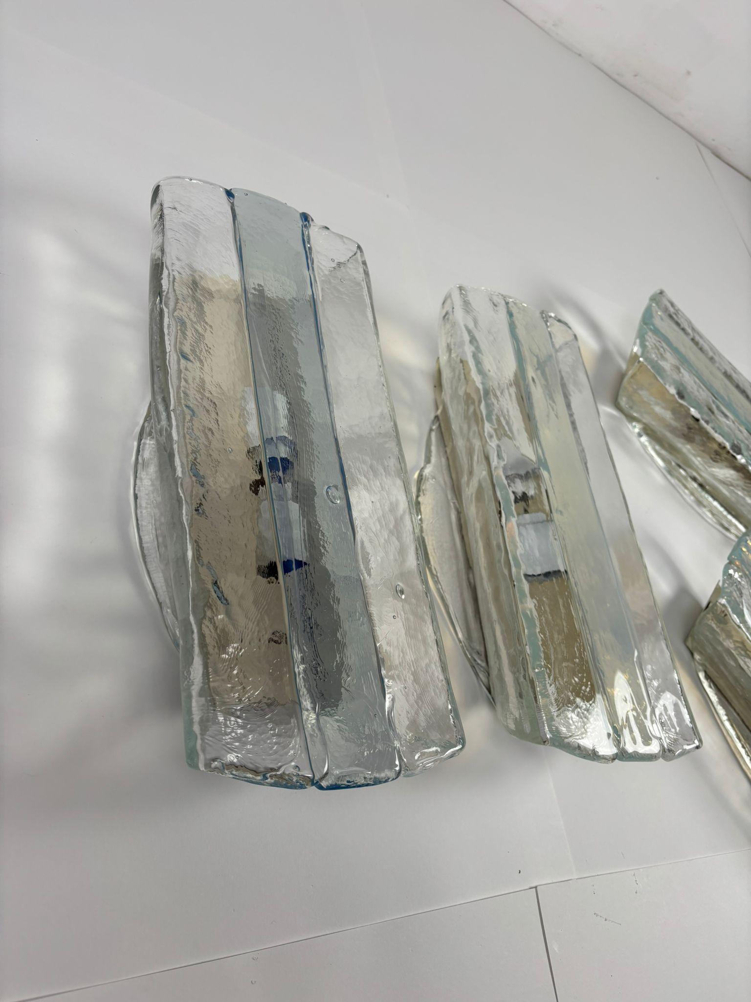 Set of 4 Murano Glass Wall Lamps – Designer Carlo Nason for Mazzega (1970) (Ende des 20. Jahrhunderts) im Angebot