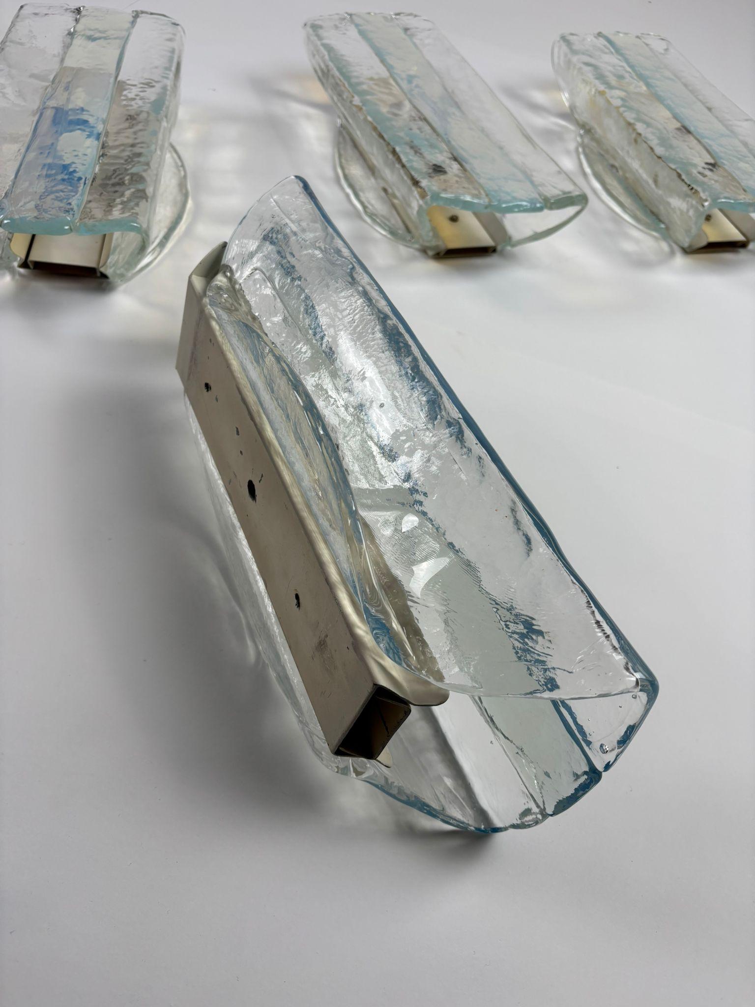 Set of 4 Murano Glass Wall Lamps – Designer Carlo Nason for Mazzega (1970) im Angebot 2