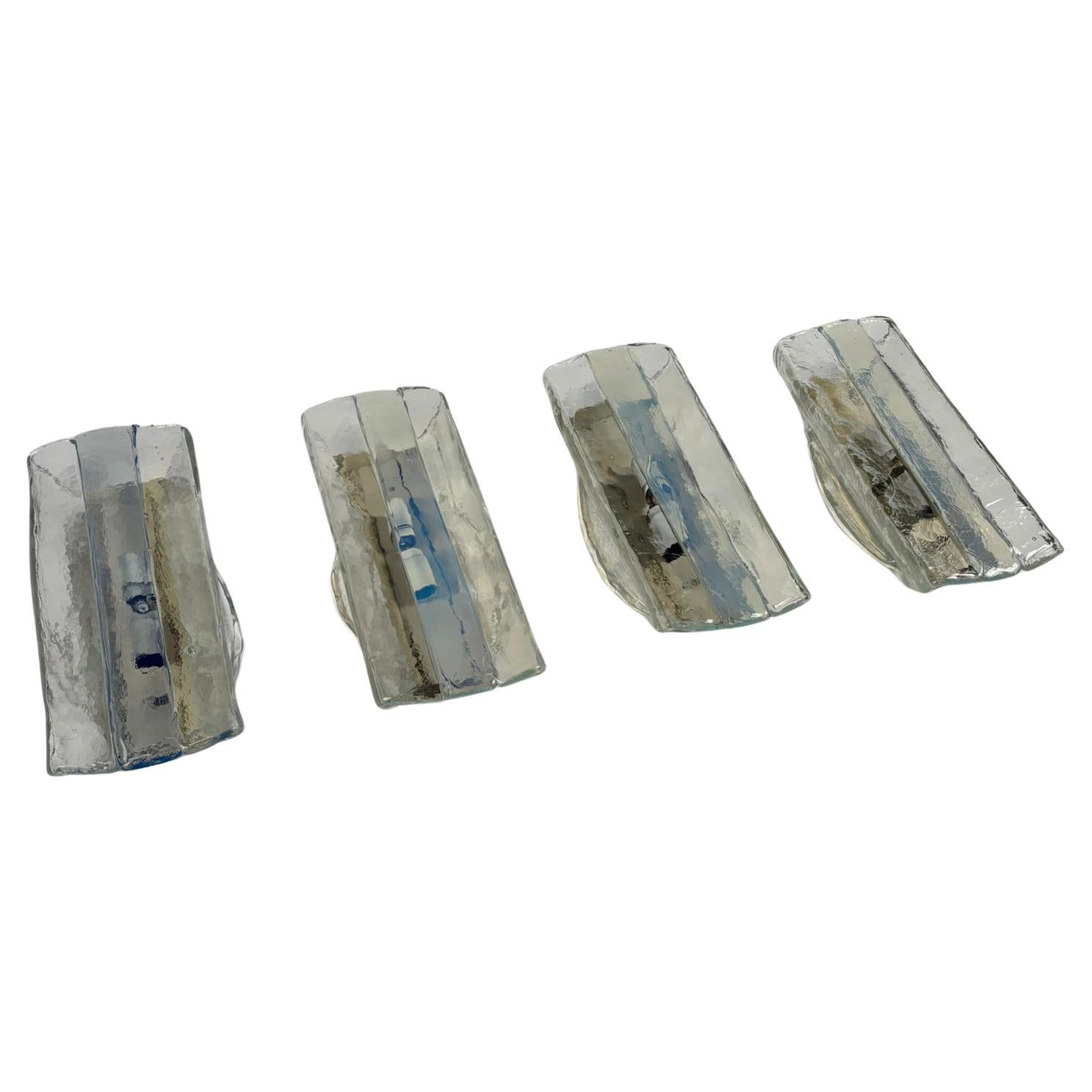 Set of 4 Murano Glass Wall Lamps – Designer Carlo Nason for Mazzega (1970)