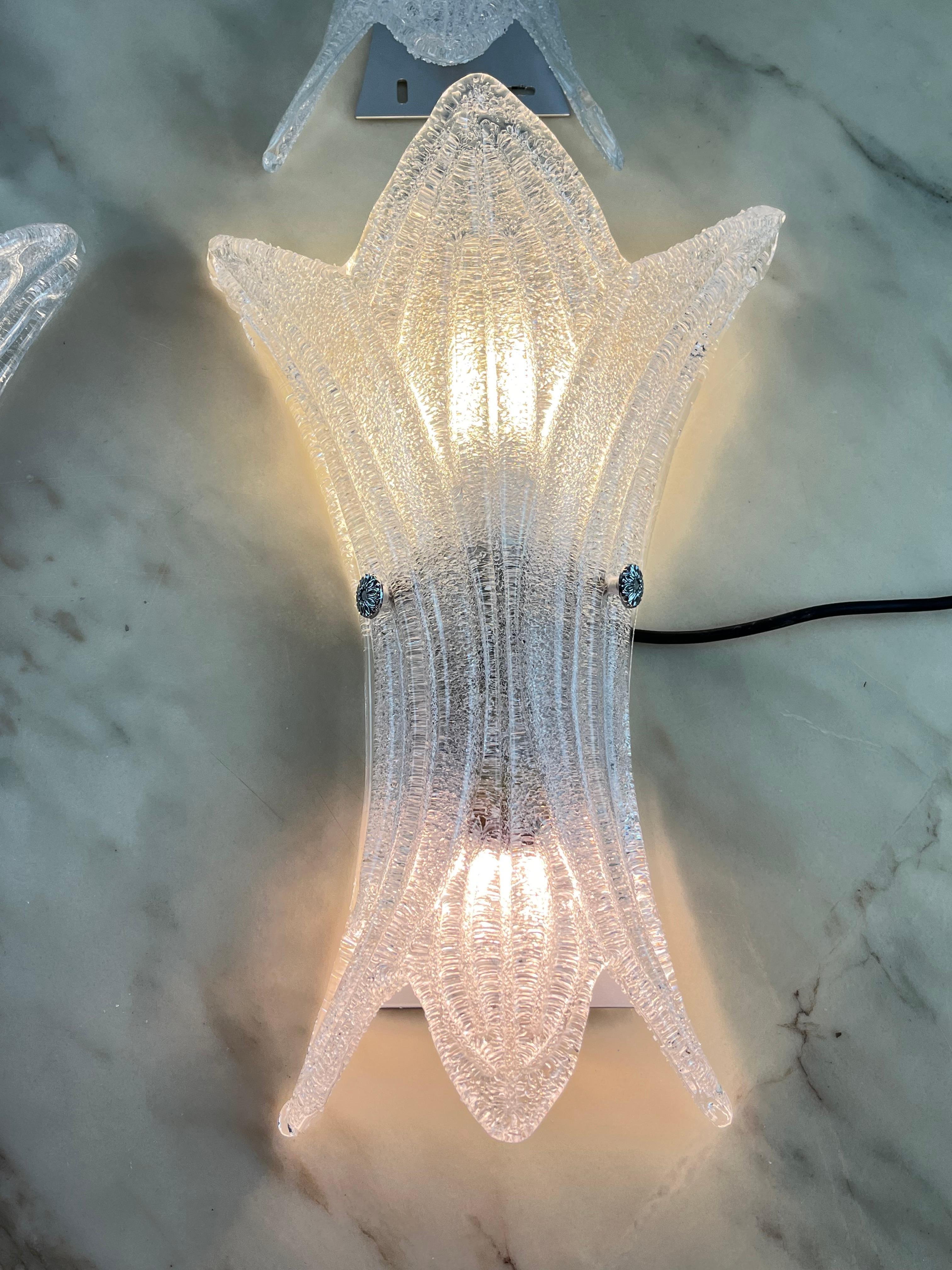 Other  Murano Glass Wall Lights Sconces Metal Postmodern Made in Italy 1990s Set of 4 For Sale