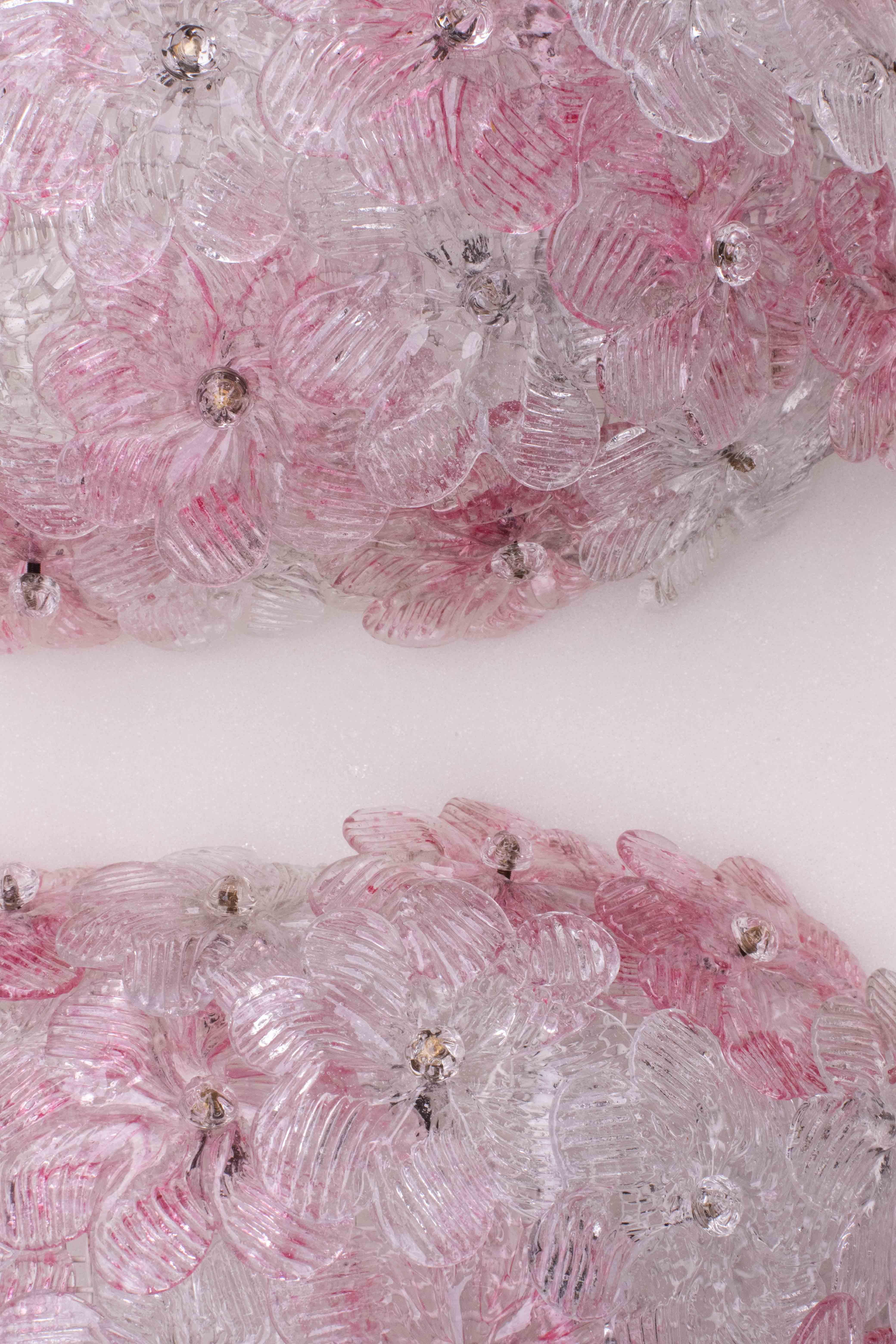 Juego de 4 apliques de Murano Flor rosa de Seguso, 1970 Europeo en venta