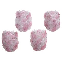 Set of 4 Murano Wall Light Pink Flower by Seguso, 1970