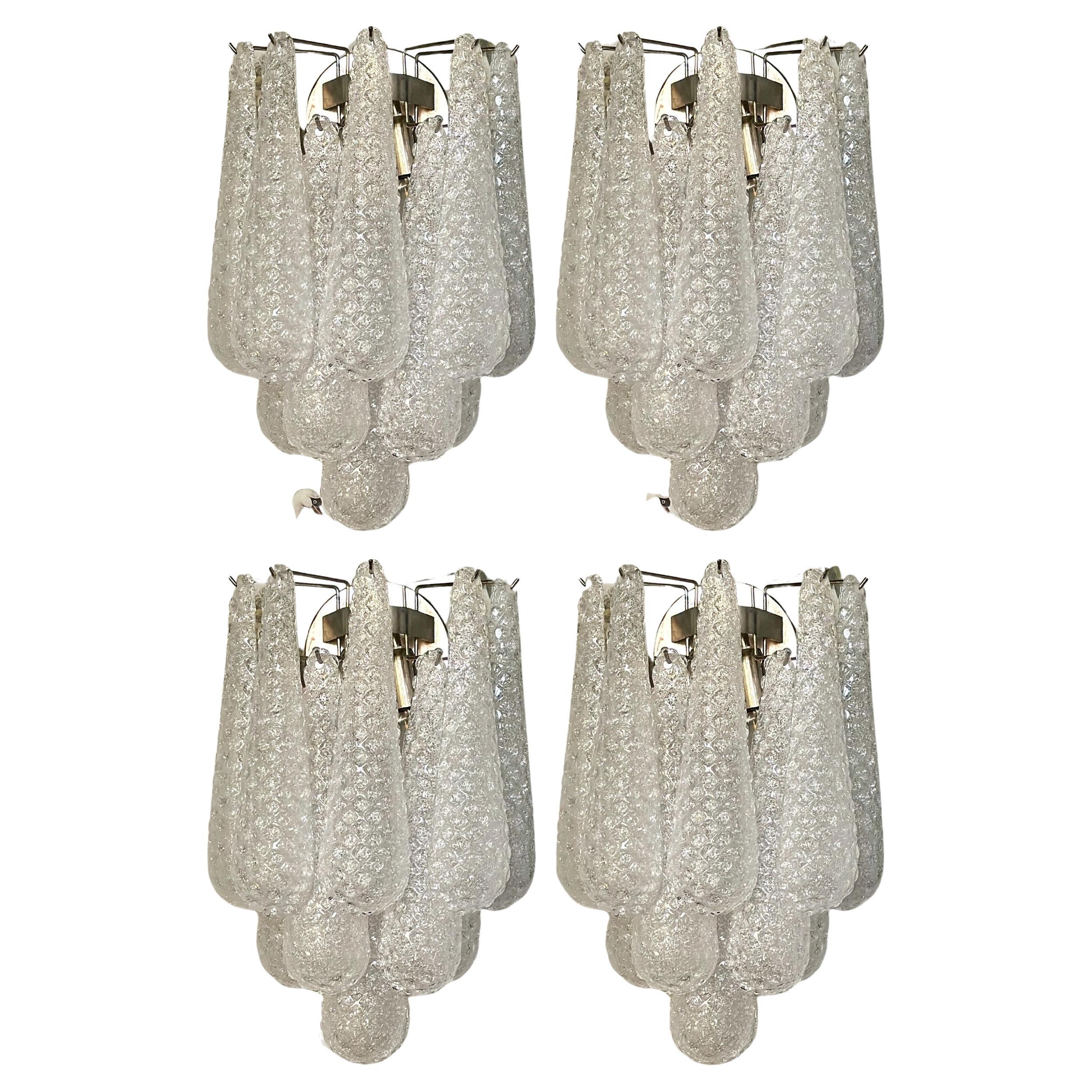Set of 4 Murano Wall Lights in Crystal Drop Form