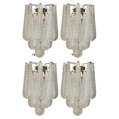 Set of 4 Murano Wall Lights in Crystal Drop Form