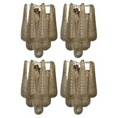 Set of 4 Murano Wall Sconces Amber toned in Drop form