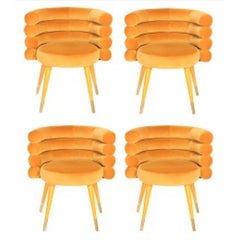 Set of 4 Mustard Marshmallow Dining Chairs, Royal Stranger