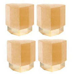 Set of 4 Mustard Queen Heart Stools by Royal Stranger