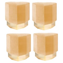 Set of 4 Mustard Queen Heart Stools by Royal Stranger