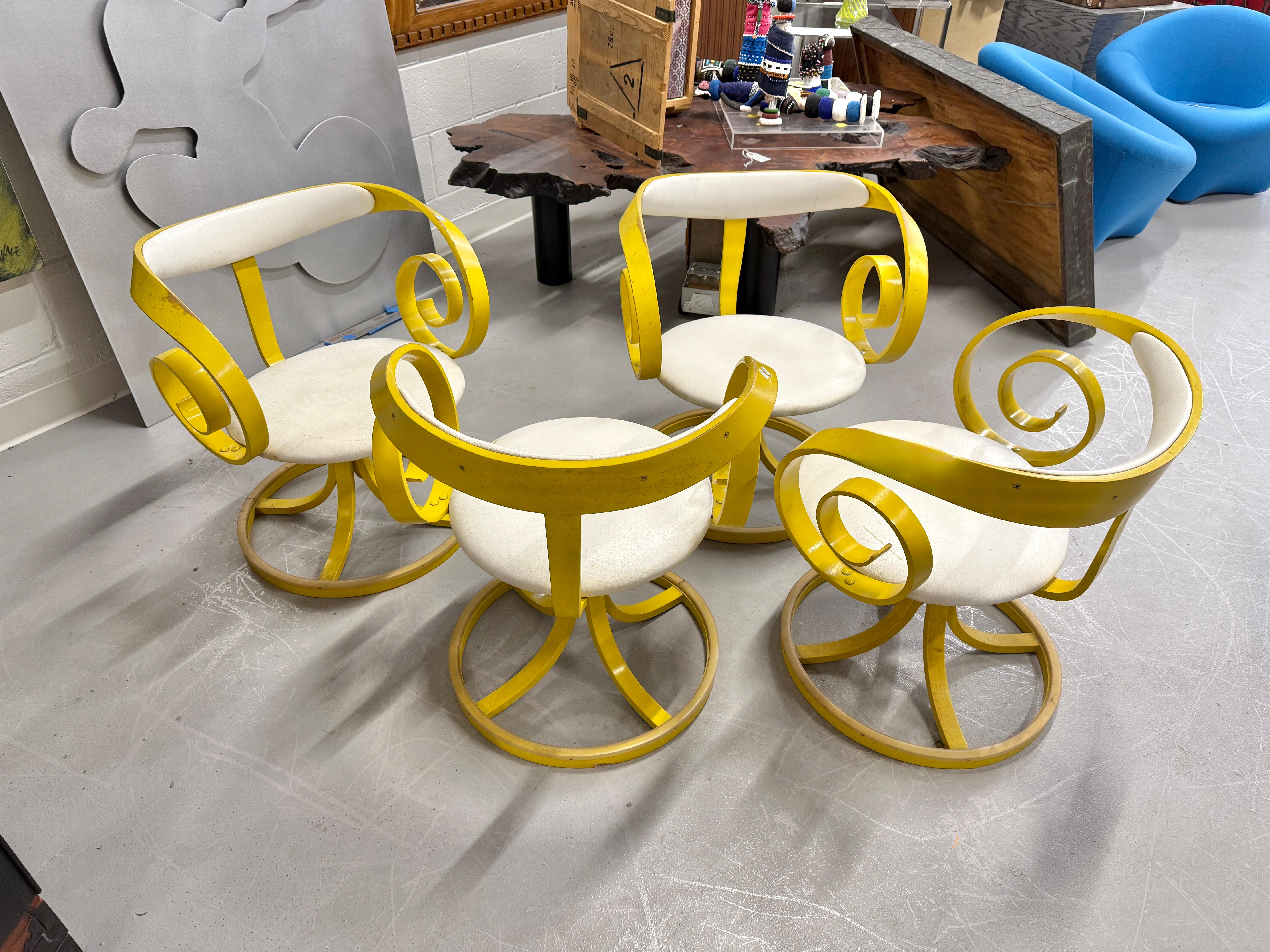 Ensemble de 4 fauteuils jaune moutarde George Mulhauser pour Plycraft Sultana en vente 4
