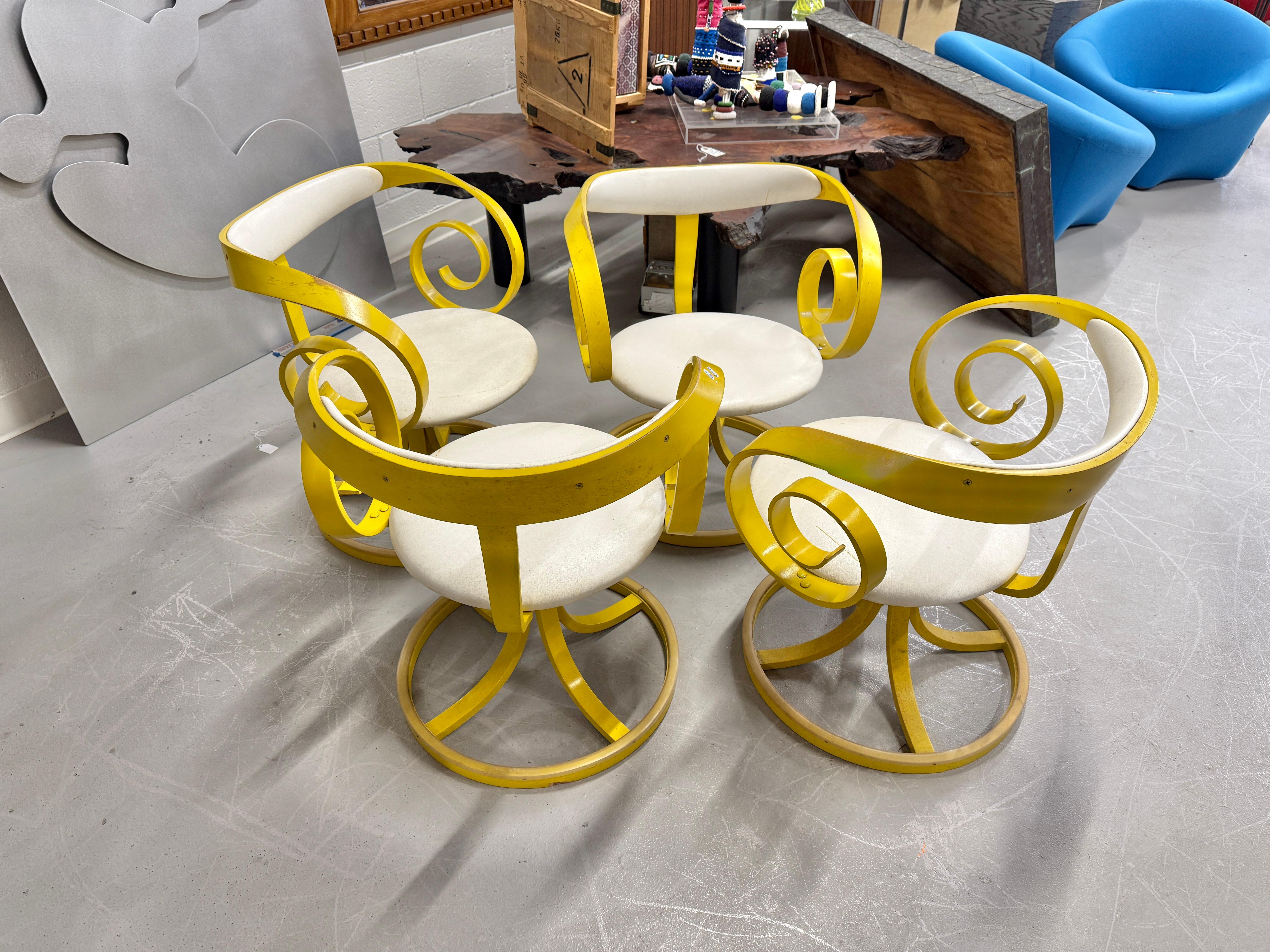 Ensemble de 4 fauteuils jaune moutarde George Mulhauser pour Plycraft Sultana en vente 5