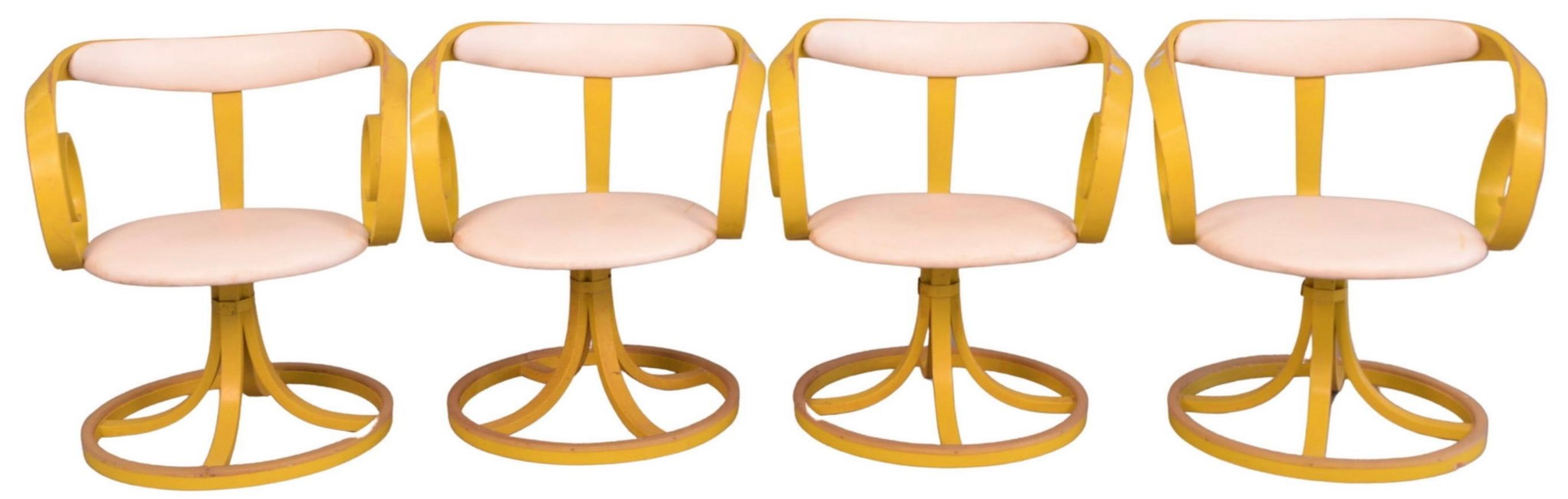 Ensemble de 4 fauteuils jaune moutarde George Mulhauser pour Plycraft Sultana en vente 6