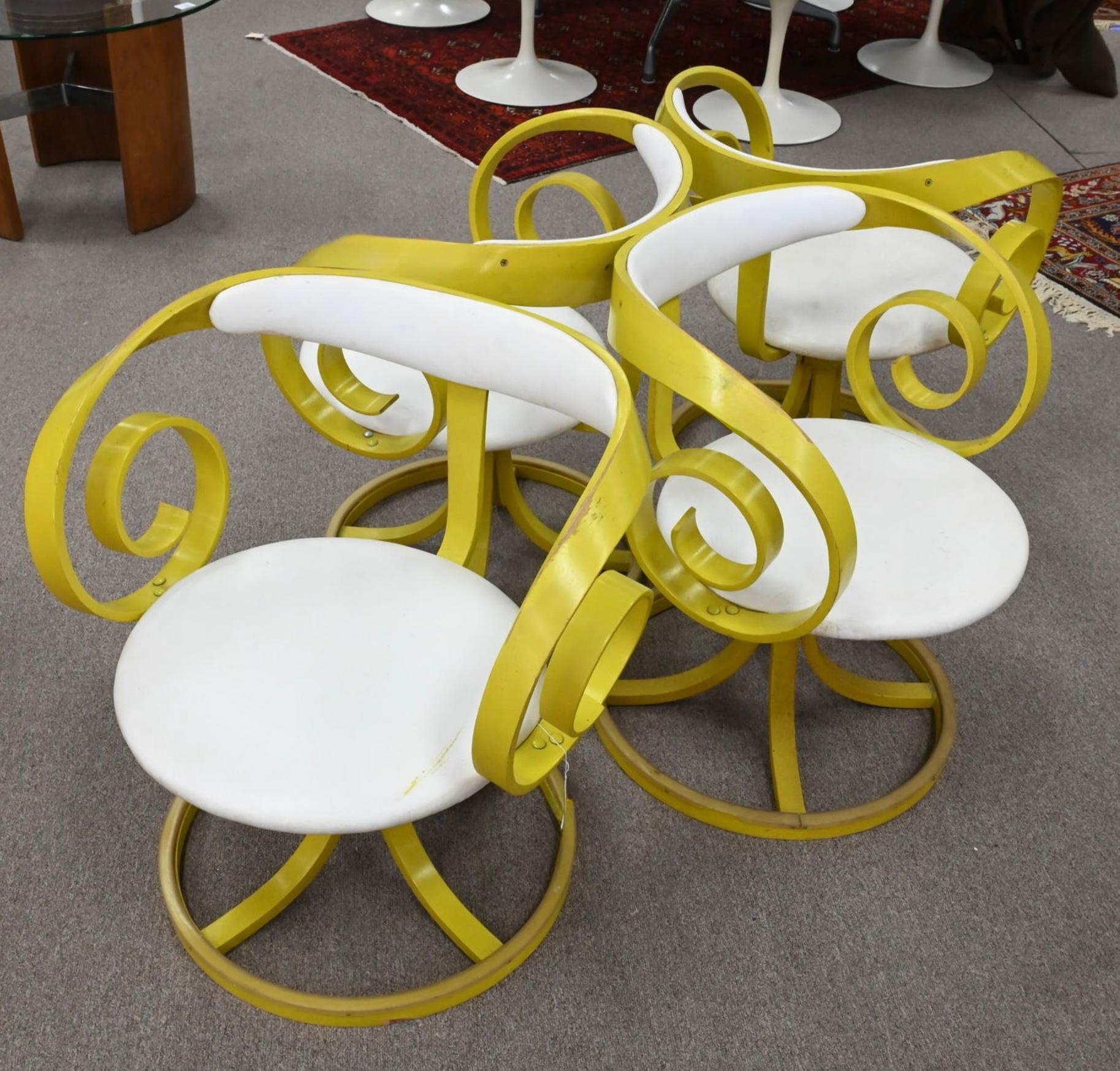 Ensemble de 4 fauteuils jaune moutarde George Mulhauser pour Plycraft Sultana en vente 7