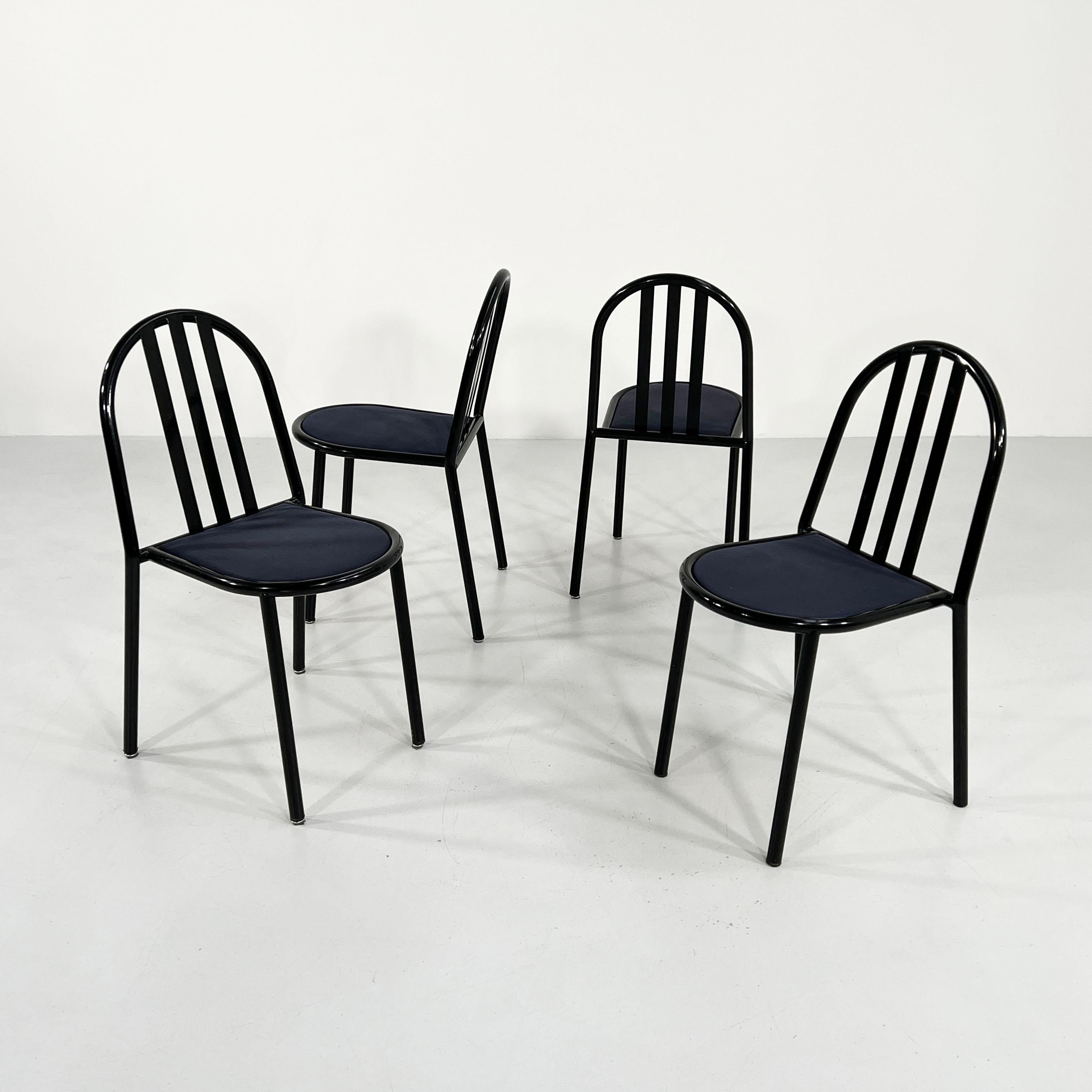 Price is for the set of 4 - 3 sets of 4 available (12 chairs total)
Designer - Robert Mallet-Stevens
Producer -Pallucco Italia
Model - No.222 Chairs 
Design Period - Eighties
Measurements - width 40 cm x depth 40 cm x height 82 cm x seat height