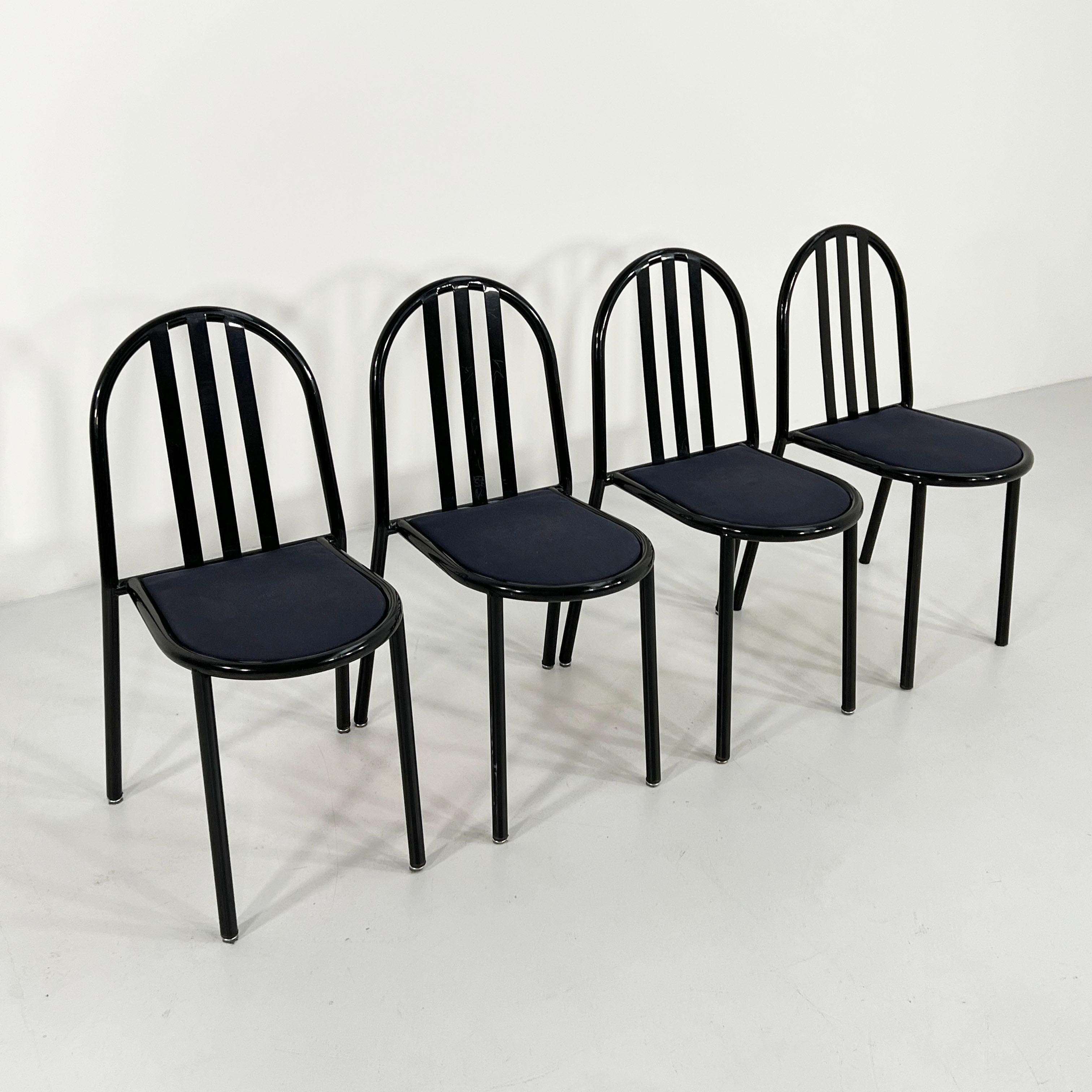 Metal Set of 4 N. 222 Fabric Chairs by Robert Mallet-Stevens for Pallucco, 1980s