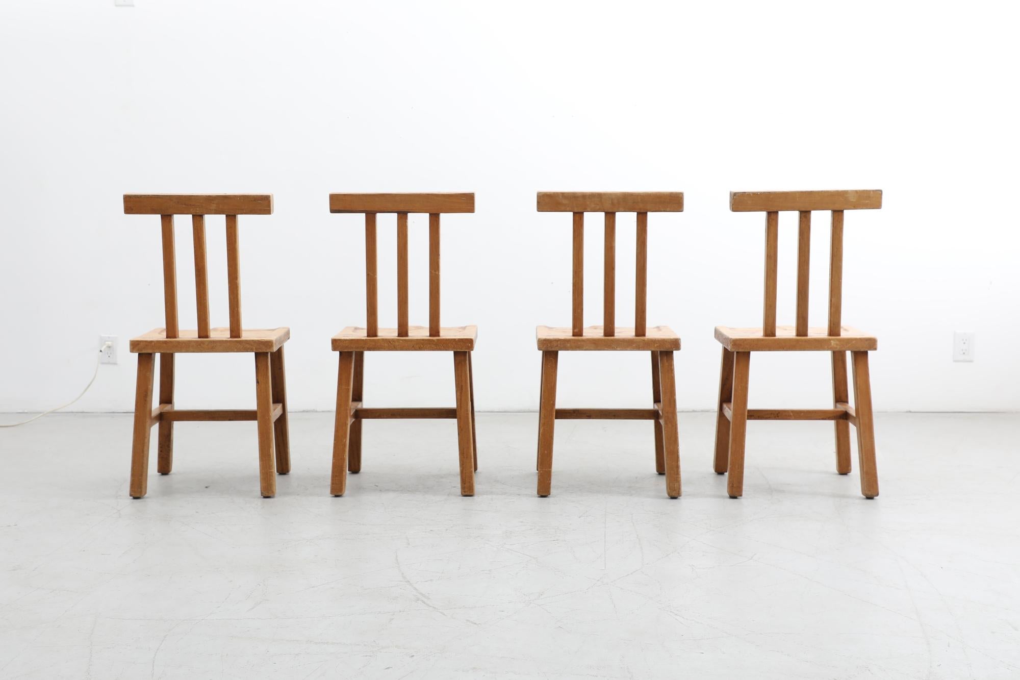Set of 4 Nakashima Inspired Brutalist Oak Dining Chairs at 1stDibs