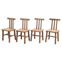 Set of 4 Nakashima Inspired Brutalist Oak Dining Chairs