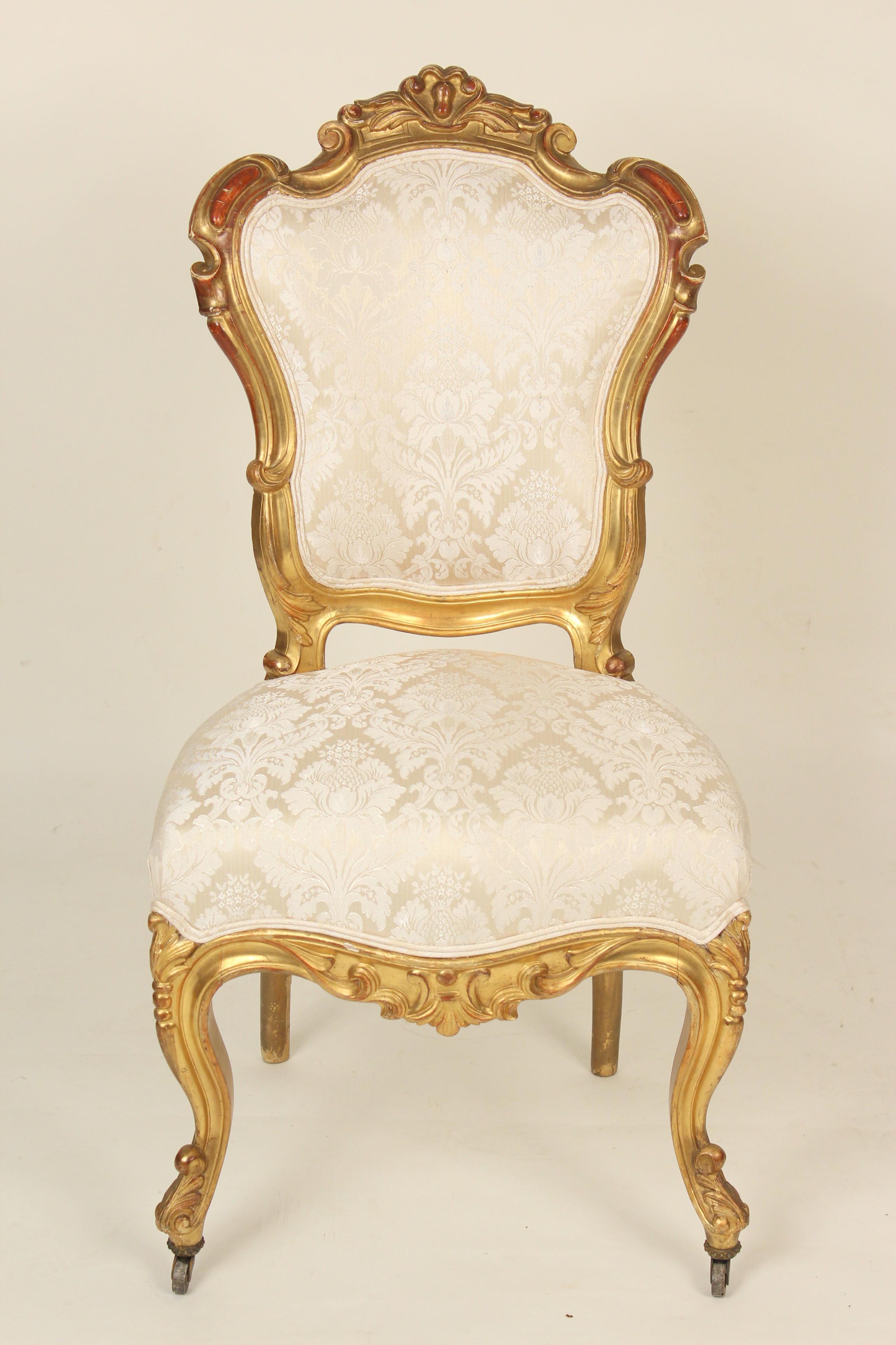 European Set of 4 Napoleon III Giltwood Side Chairs