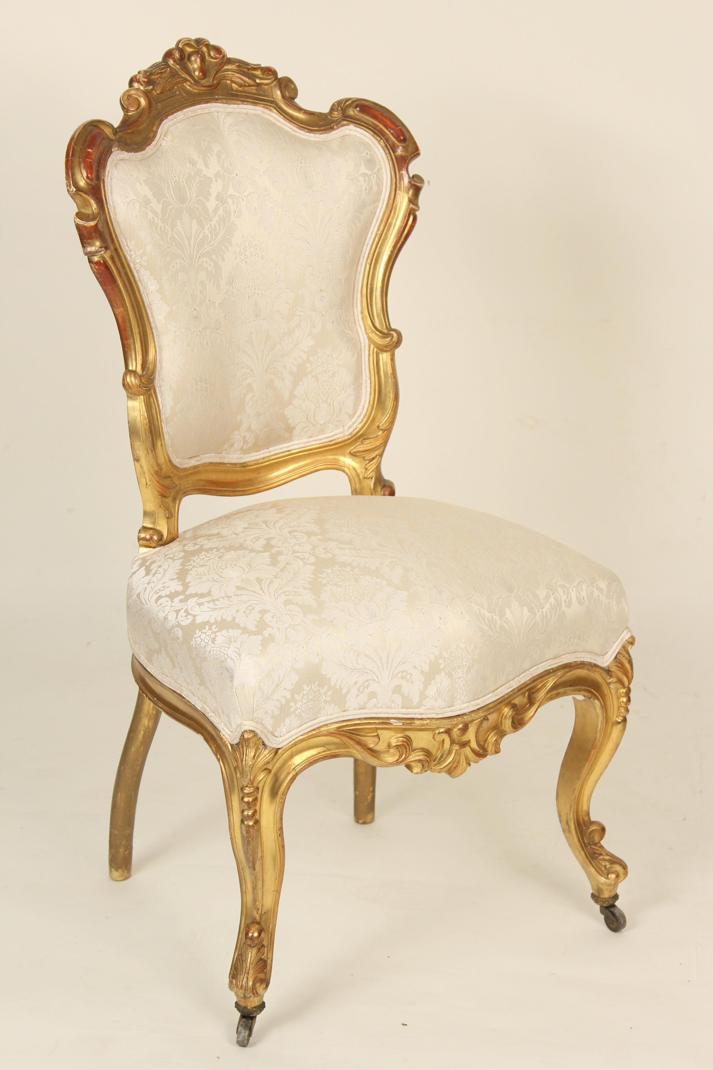 Set of 4 Napoleon III Giltwood Side Chairs In Good Condition In Laguna Beach, CA