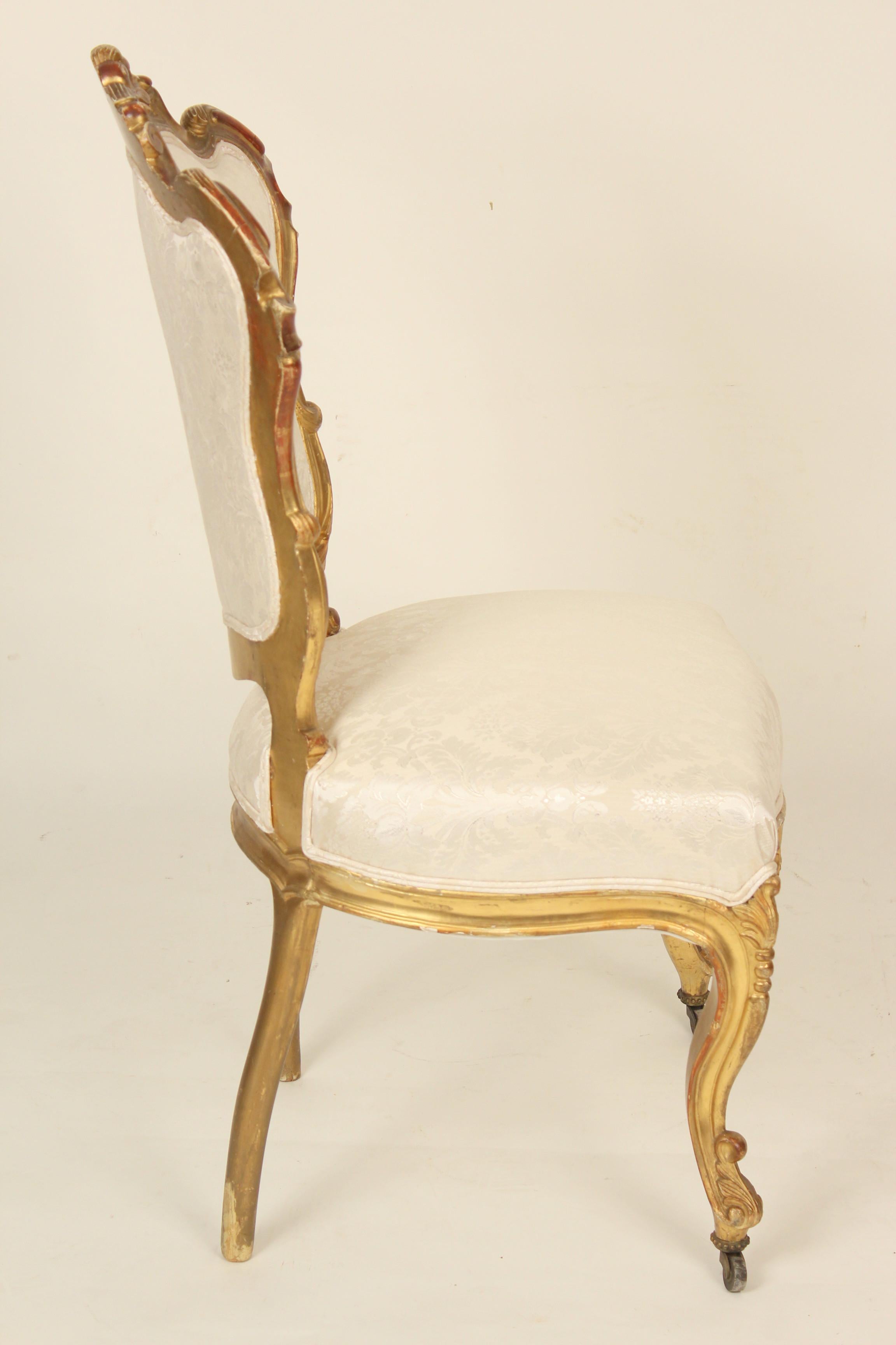 19th Century Set of 4 Napoleon III Giltwood Side Chairs