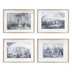 Set of 4 Napoleonic Military Etchings in Gilt Frames Found in France