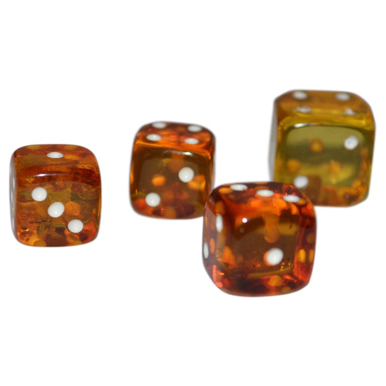 Set of 4 Natural Amber Dice, Denmark, 1960s at 1stDibs