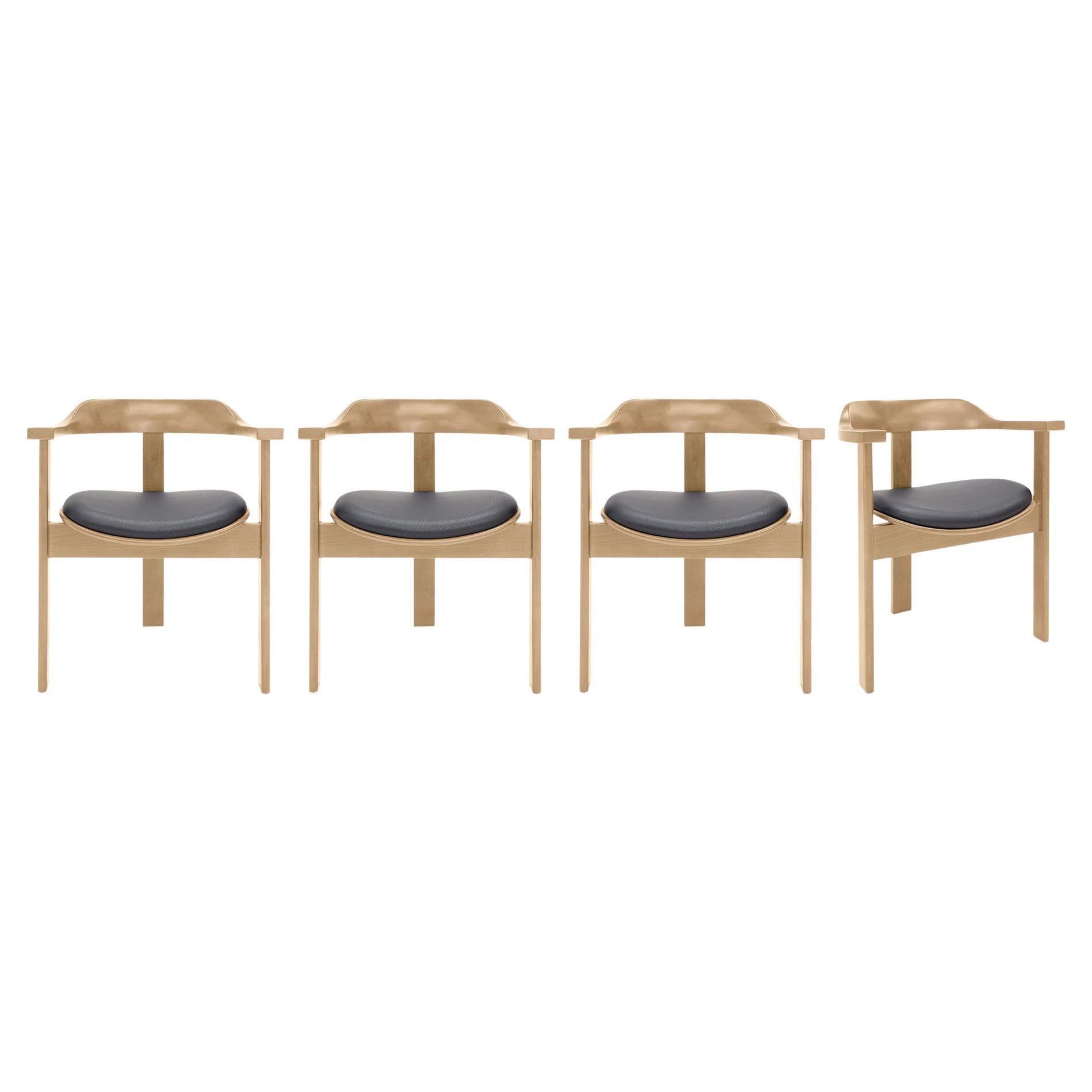 Ensemble de 4 fauteuils Haussmann naturels par Robert & Trix Haussmann, Design 1964