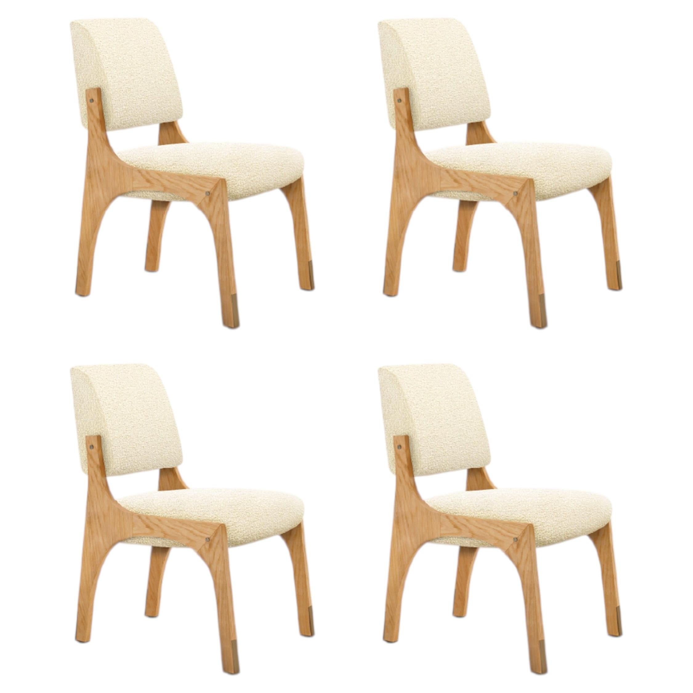 4 armlehnenlose eiche-creme bouclé stühle Arches II von InsidherLand