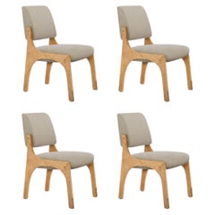 Set of 4 natural oak taupe bouclé armless Arches II dining chair by InsidherLand