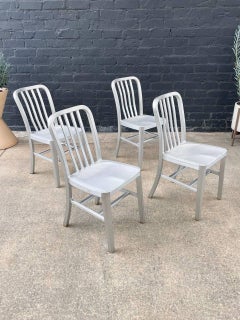 Set of 4 Navy Industrial Aluminum Dining Chairs