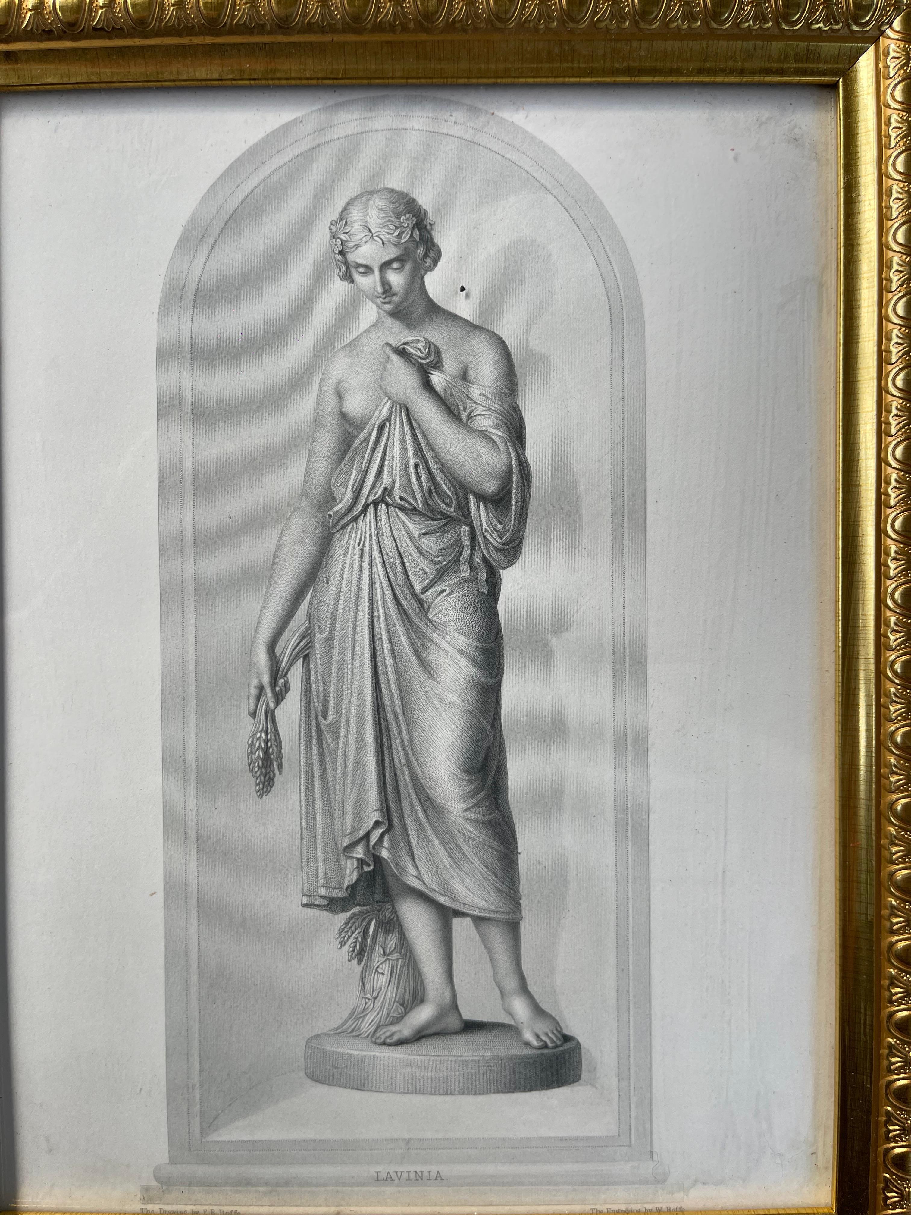 Set di 4 stampe di divinità greche neo classiche in cornici dorate in vendita 2