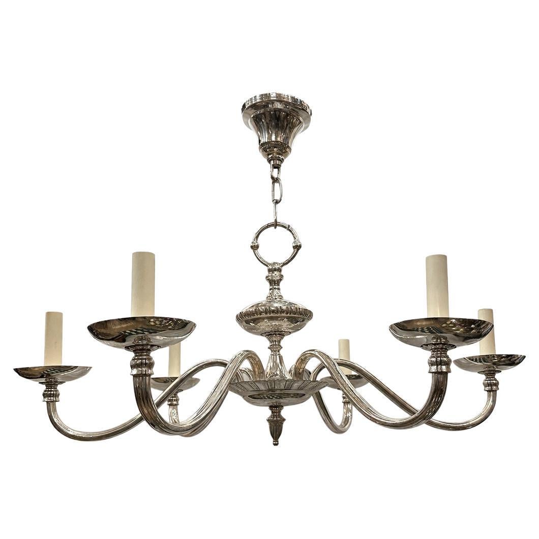 Set of 4 Neoclassic Silver Chandeliers. Sold Individually