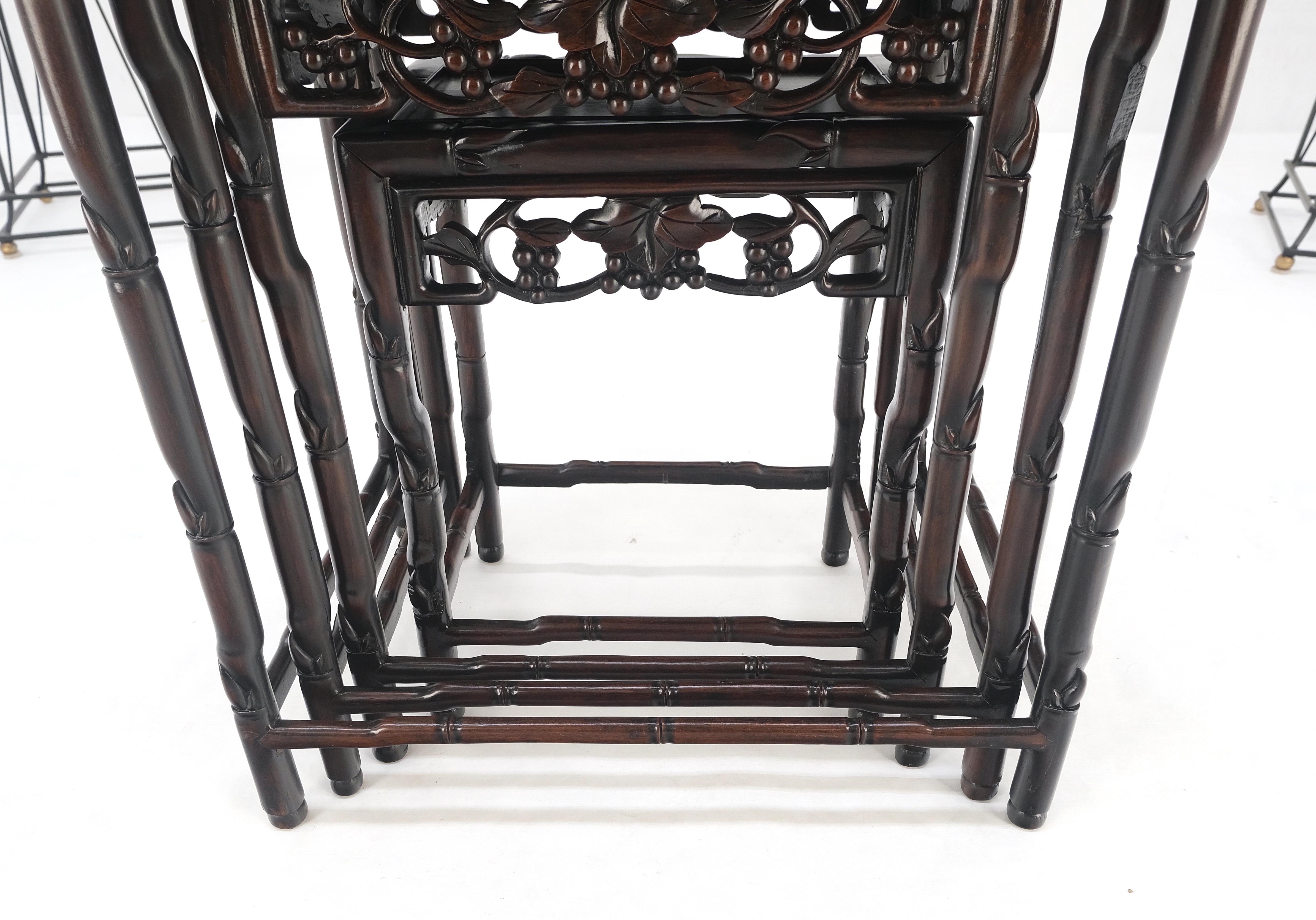 Set of 4 Nesting Stacking Carved Rosewood End Side Occasional Tables Set Mint! For Sale 9