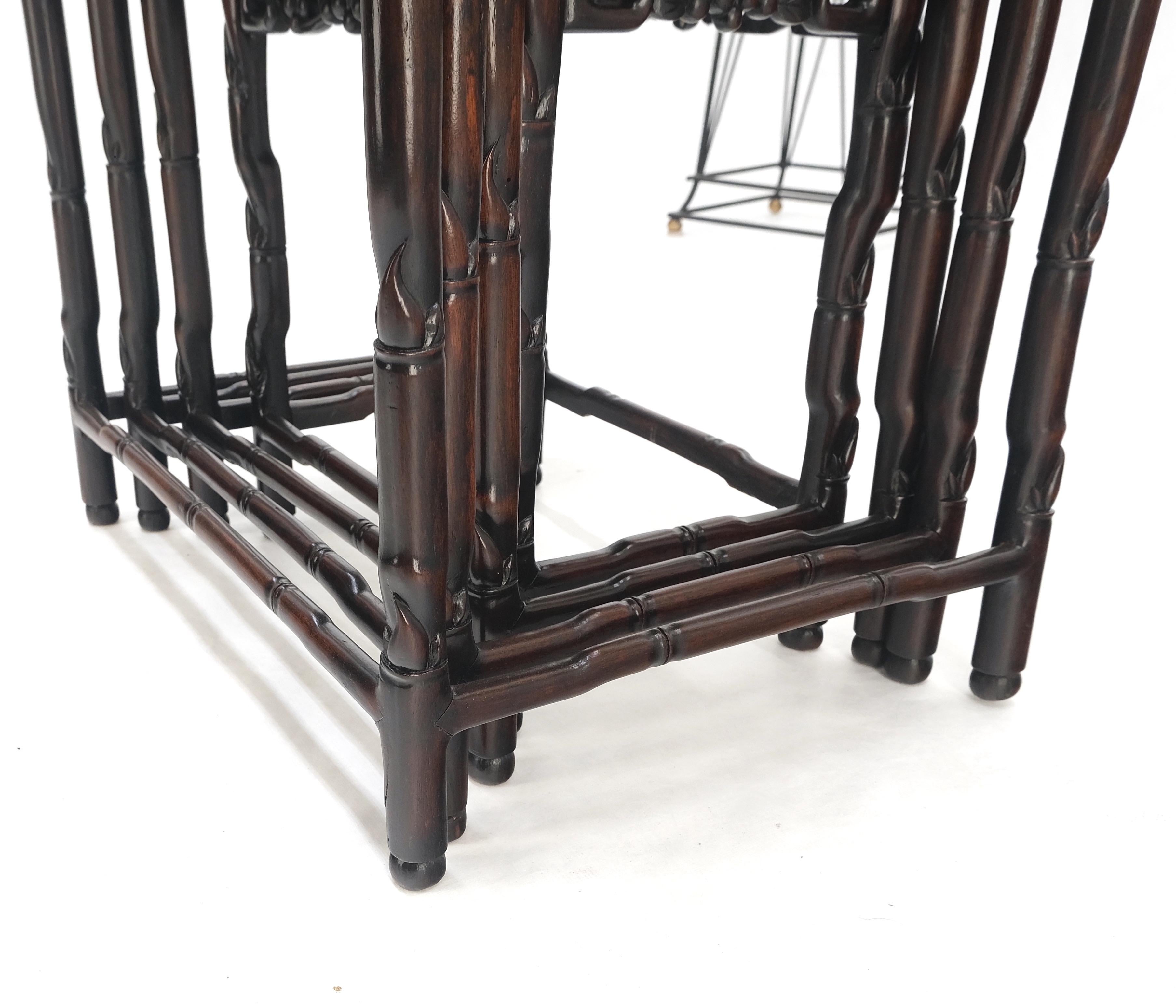 Set of 4 Nesting Stacking Carved Rosewood End Side Occasional Tables Set Mint! For Sale 13