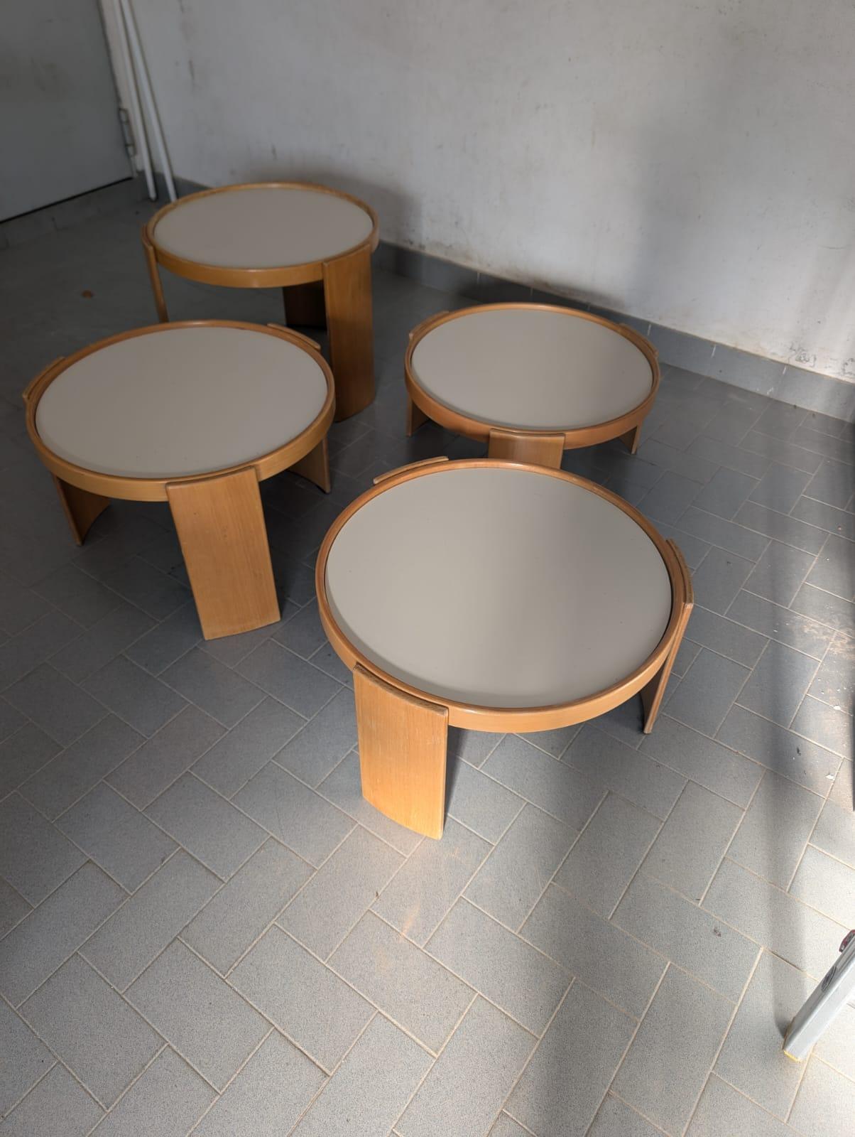 Legno Set of 4 Nesting tables by Gianfranco Frattini for Cassina, 1970s