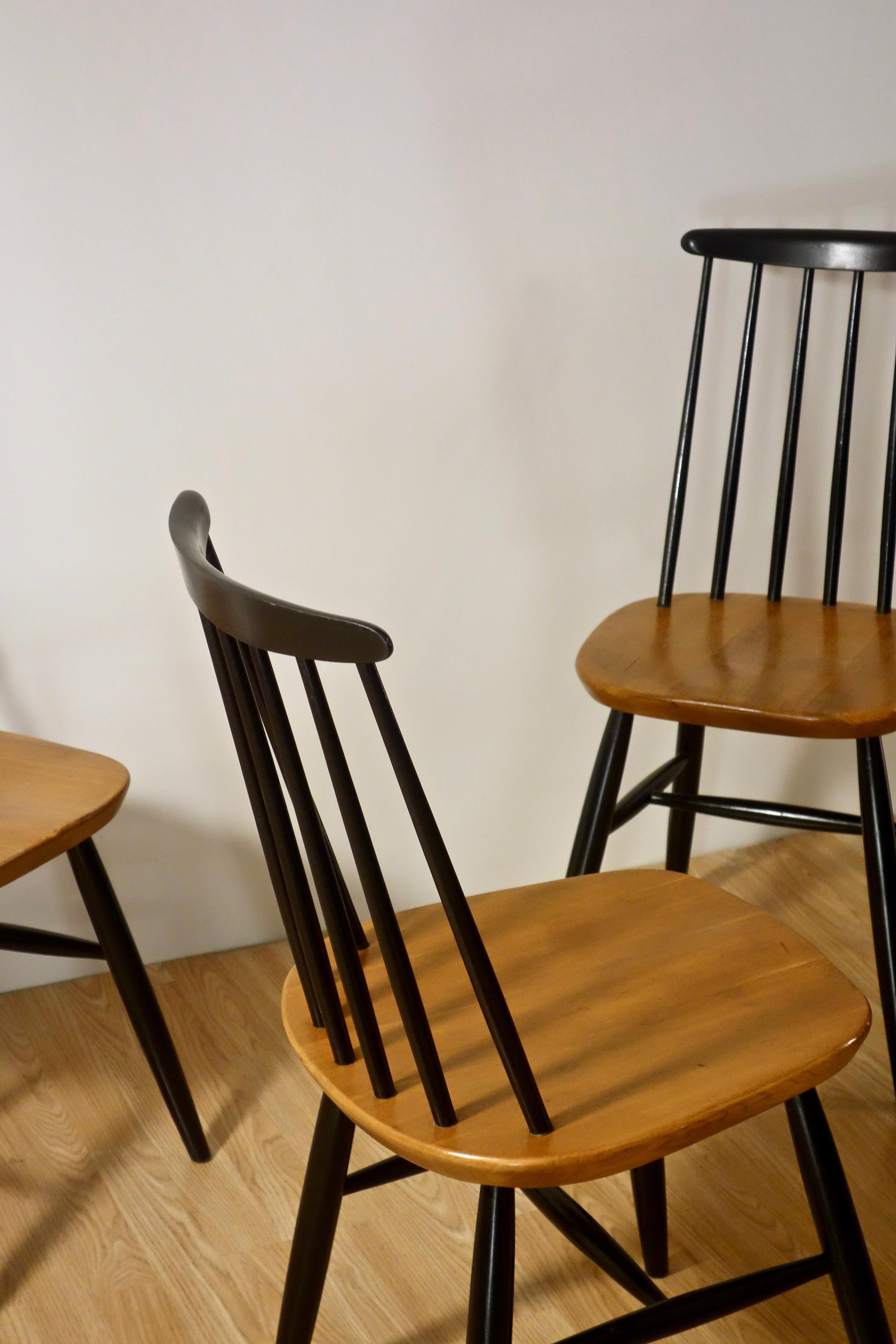 Hêtre Ensemble de 4 chaisessto de Nassjo Stolefabrik, Suède, années 1960 en vente