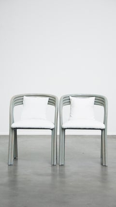 Set of 4 new upholstered vintage 1970s design dining chairs  by Axel Enthoven