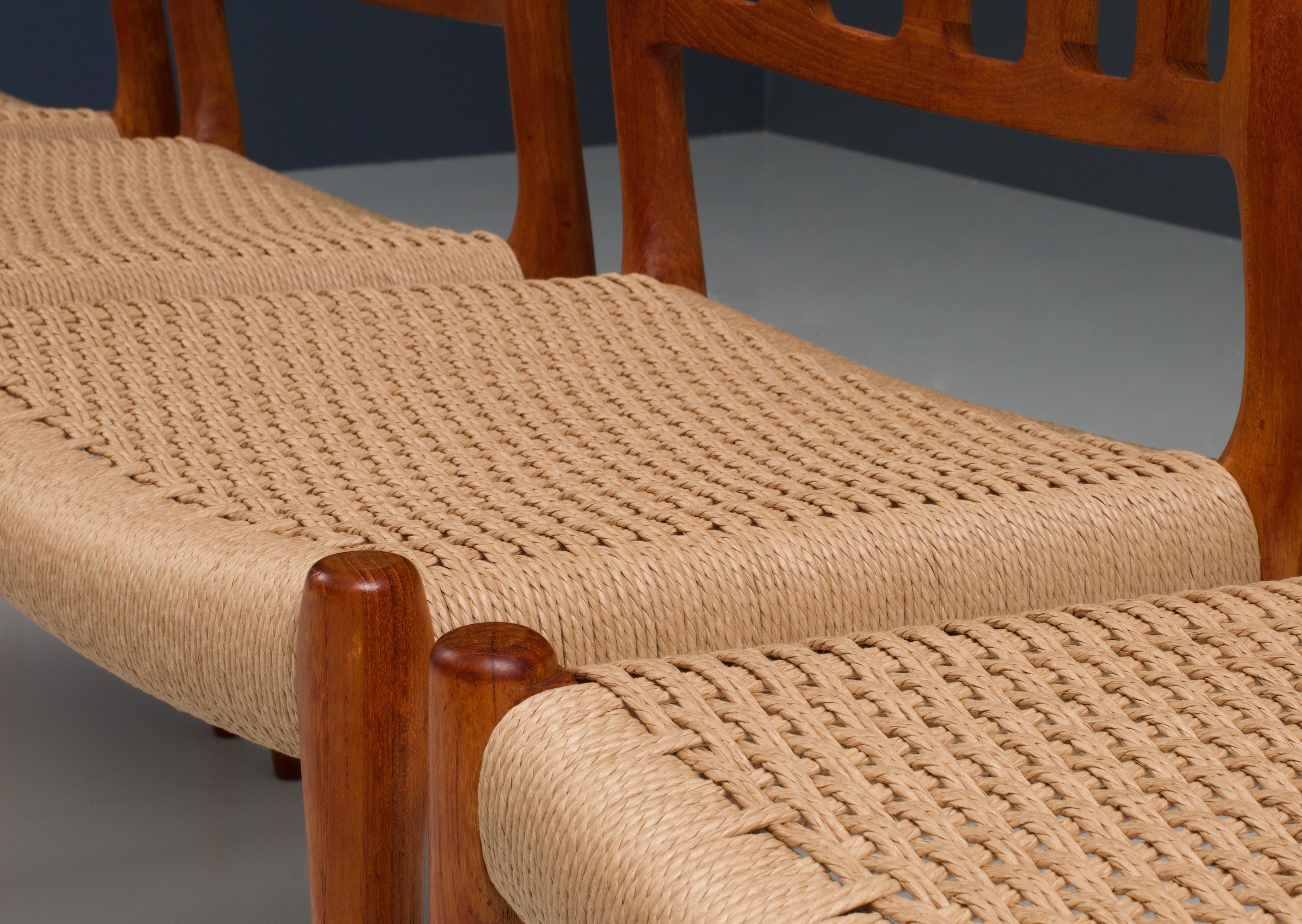 Teak Set of 4 Newly Upholstered Dining Chairs by Niels Otto Møller, Denmark, 1960s For Sale