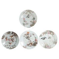 Set of 4 Nice Meiji Period Kutani Dishes. Ca 1880 Japan Porcelain dinner plates
