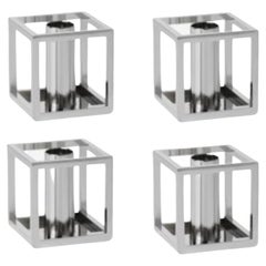 Set of 4 Nickel Plated Kubus 1 Candle Holders by Lassen