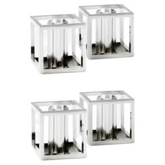 Set of 4 Nickel Plated Kubus Micro Candle Holders by Lassen