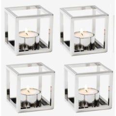 Set of 4 Nickel Plated Kubus T Candle Holders by Lassen