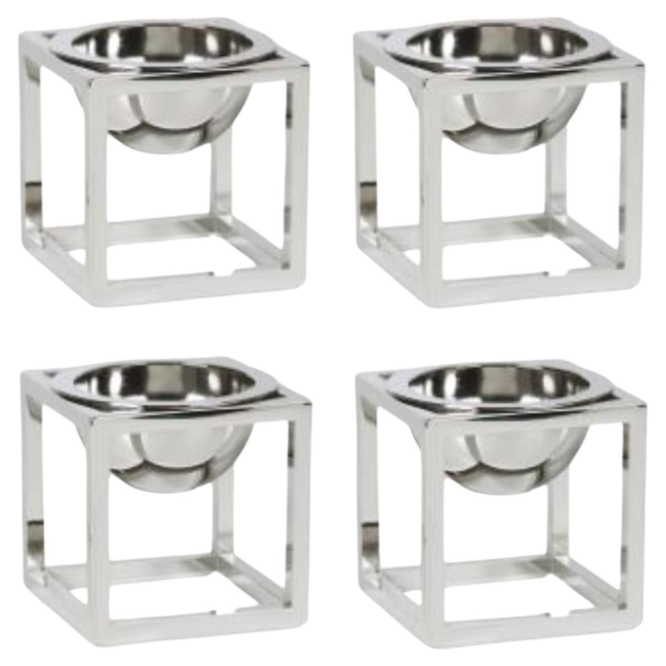 Set di 4 mini ciotole Kubus nichelate di By Lassen