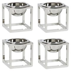 Set of 4 Nickel Plated Mini Kubus Bowls by Lassen